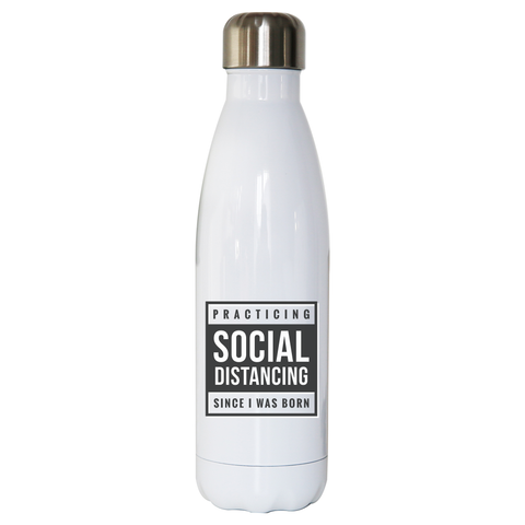 Social distancing text water bottle stainless steel reusable - Graphic Gear