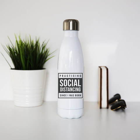 Social distancing text water bottle stainless steel reusable - Graphic Gear