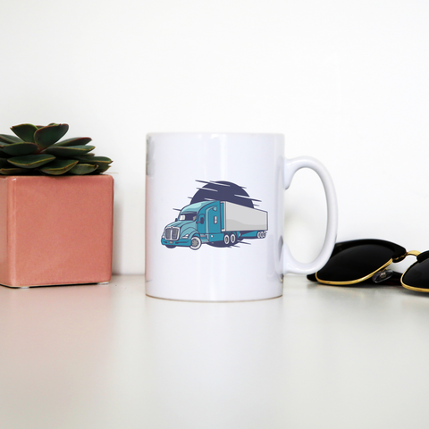 Semi truck illustration mug coffee tea cup - Graphic Gear