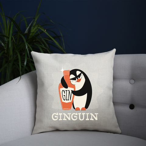 Penguin gin cushion cover pillowcase linen home decor - Graphic Gear