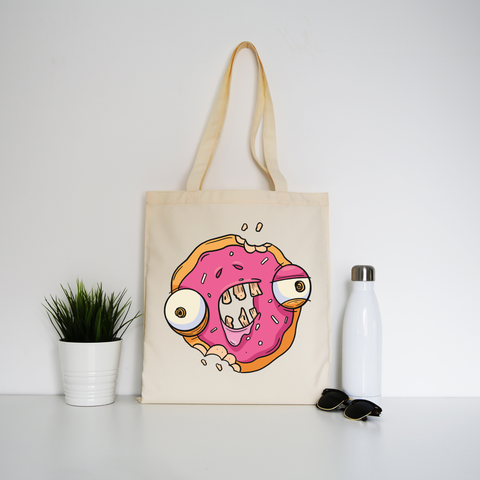 Zombie donut tote bag canvas shopping - Graphic Gear