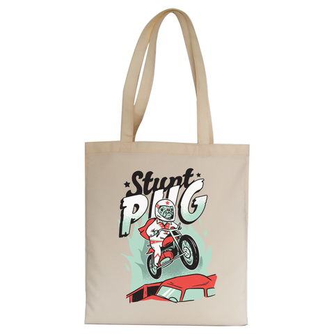Stunt pug tote bag canvas shopping - Graphic Gear