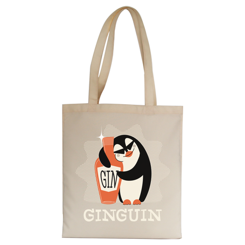 Penguin gin tote bag canvas shopping - Graphic Gear