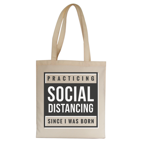 Social distancing text tote bag canvas shopping - Graphic Gear
