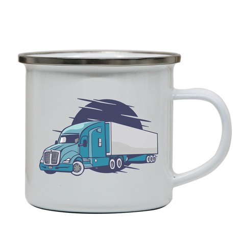Semi truck illustration enamel camping mug outdoor cup colors - Graphic Gear