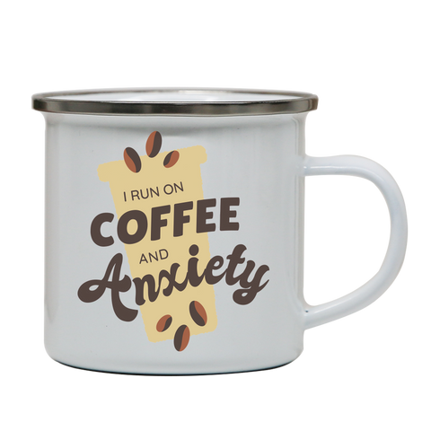 Coffee and anxiety enamel camping mug outdoor cup colors - Graphic Gear