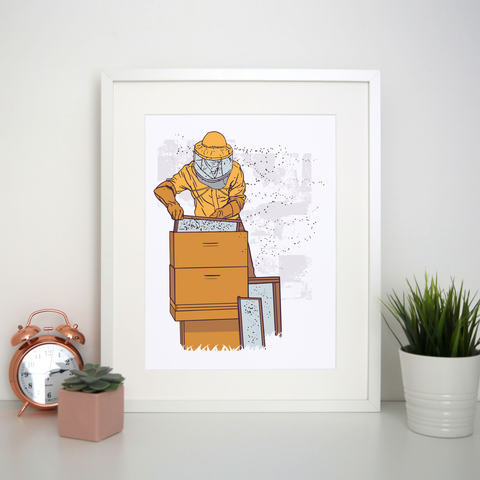 Beekeeper illustration print poster wall art decor - Graphic Gear