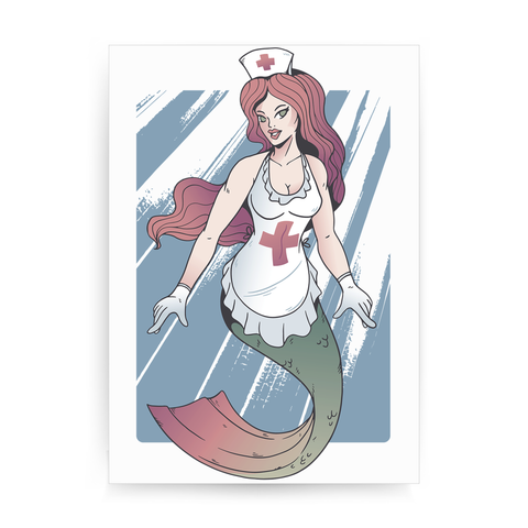 Mermaid Nurse print poster wall art decor - Graphic Gear