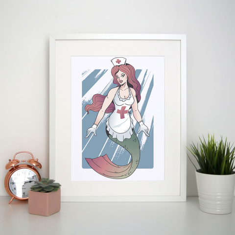 Mermaid Nurse print poster wall art decor - Graphic Gear