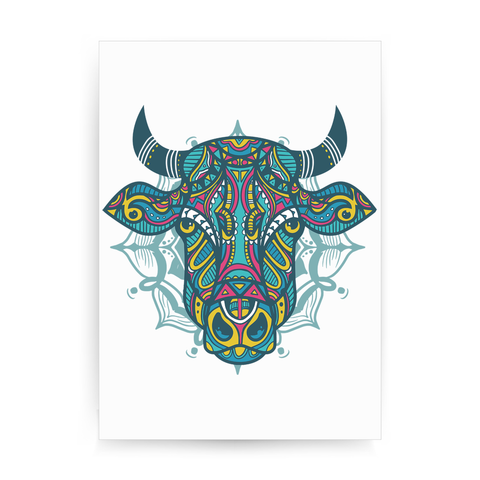 Mandala bull print poster wall art decor - Graphic Gear