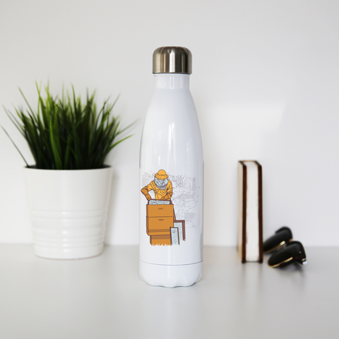 Beekeeper illustration water bottle stainless steel reusable - Graphic Gear