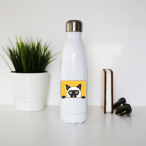 Peeking cat water bottle stainless steel reusable - Graphic Gear