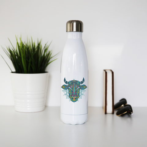 Mandala bull water bottle stainless steel reusable - Graphic Gear