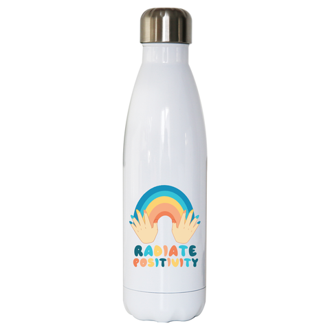 Radiate positivity quote water bottle stainless steel reusable - Graphic Gear