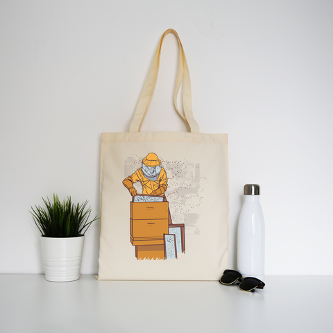 Beekeeper illustration tote bag canvas shopping - Graphic Gear