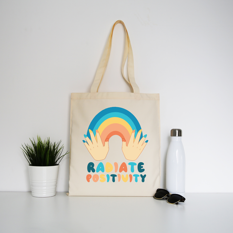 Radiate positivity quote tote bag canvas shopping - Graphic Gear