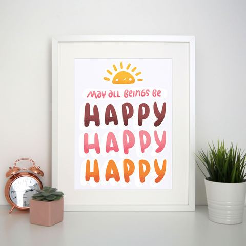 Happy happy print poster wall art decor - Graphic Gear