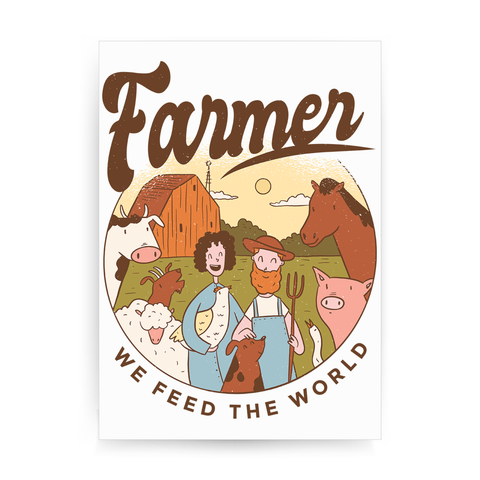 Farmer Illustration print poster wall art decor - Graphic Gear