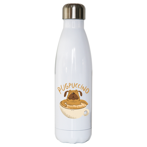 Cappucino pug water bottle stainless steel reusable - Graphic Gear
