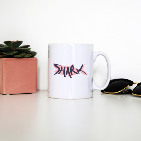 Shark lettering mug coffee tea cup - Graphic Gear