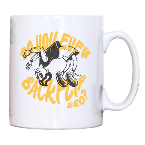 Backflip cartoon text mug coffee tea cup - Graphic Gear