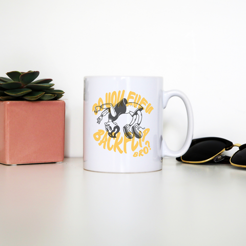 Backflip cartoon text mug coffee tea cup - Graphic Gear