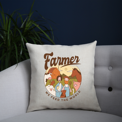 Farmer Illustration cushion cover pillowcase linen home decor - Graphic Gear