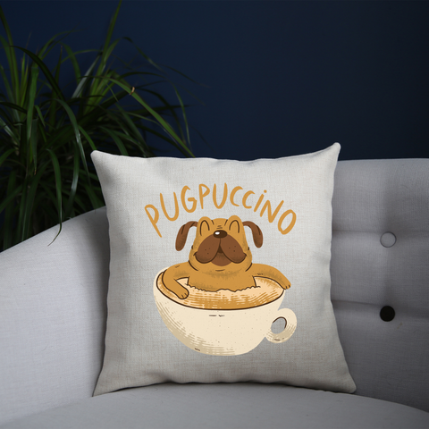 Cappucino pug cushion cover pillowcase linen home decor - Graphic Gear