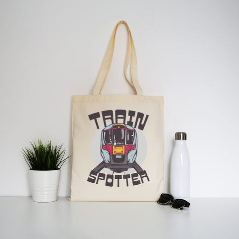 Train spotter tote bag canvas shopping - Graphic Gear