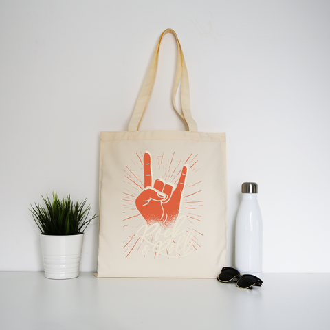 Rock & roll tote bag canvas shopping - Graphic Gear