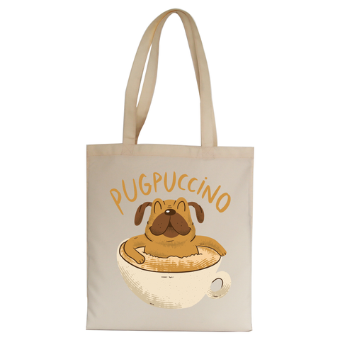Cappucino pug tote bag canvas shopping - Graphic Gear