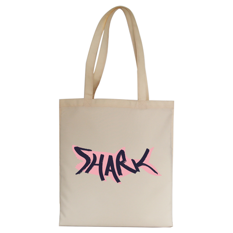 Shark lettering tote bag canvas shopping - Graphic Gear