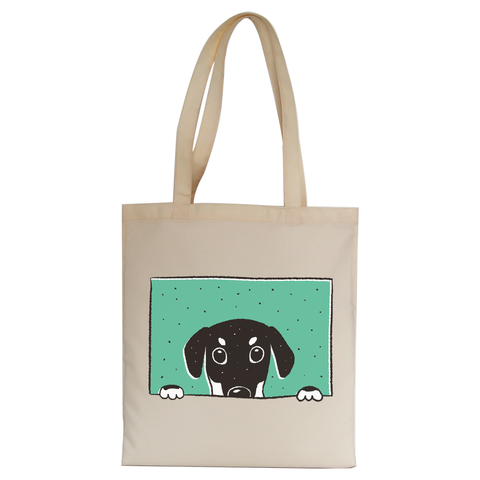 Peeking doberman tote bag canvas shopping - Graphic Gear