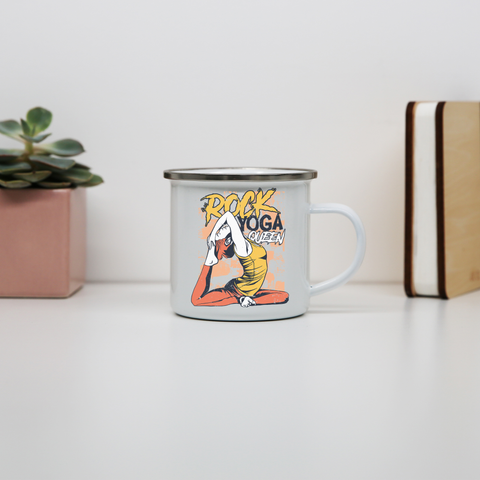 Rock yoga queen enamel camping mug outdoor cup colors - Graphic Gear