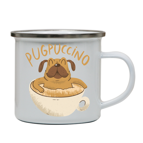Cappucino pug enamel camping mug outdoor cup colors - Graphic Gear