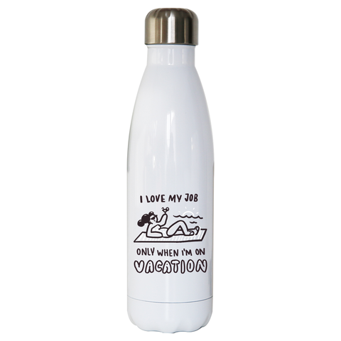 Vacation doodle text water bottle stainless steel reusable - Graphic Gear