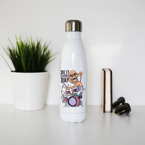Drummer catoon quote water bottle stainless steel reusable - Graphic Gear