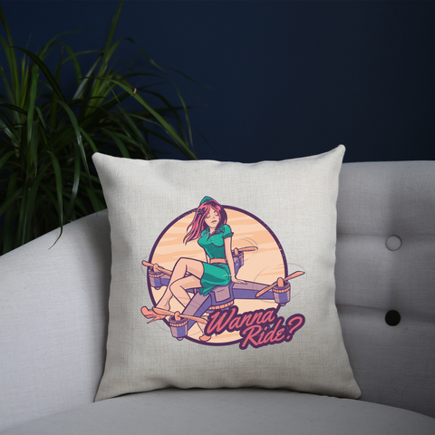 Drone girl quote cushion cover pillowcase linen home decor - Graphic Gear