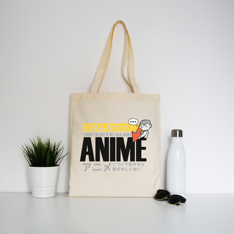 Shy anime quote tote bag canvas shopping - Graphic Gear
