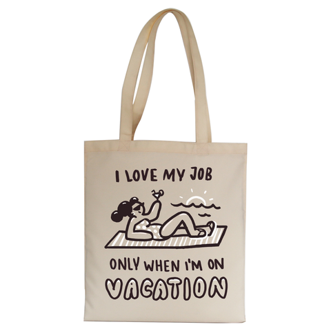 Vacation doodle text tote bag canvas shopping - Graphic Gear