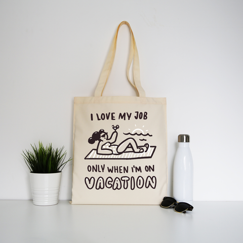 Vacation doodle text tote bag canvas shopping - Graphic Gear