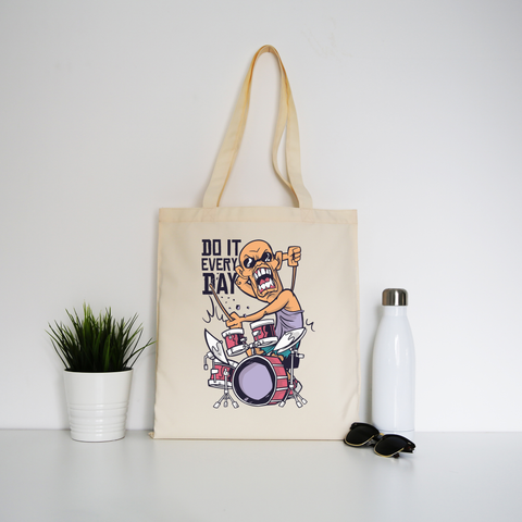 Drummer catoon quote tote bag canvas shopping - Graphic Gear