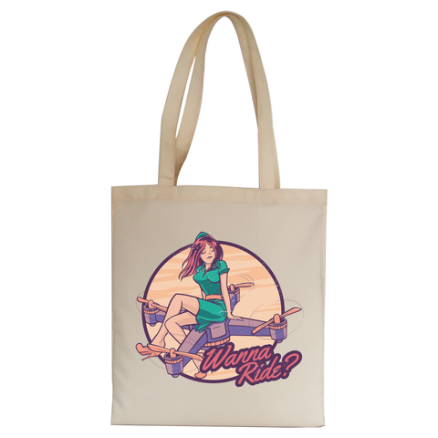 Drone girl quote tote bag canvas shopping - Graphic Gear