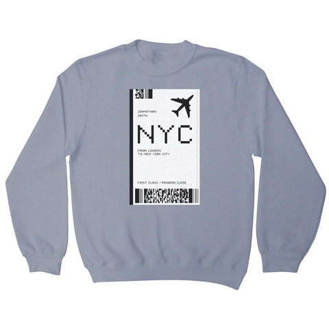 NYC plane ticket sweatshirt - Graphic Gear