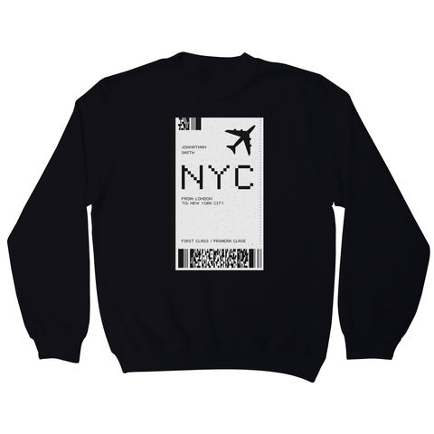 NYC plane ticket sweatshirt - Graphic Gear