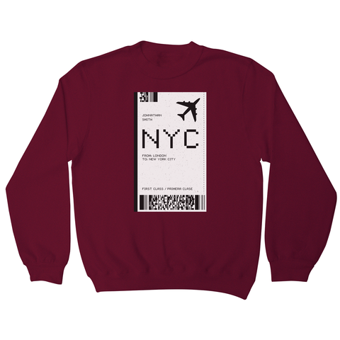 NYC plane ticket sweatshirt - Graphic Gear