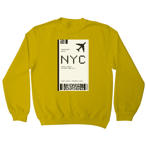 NYC plane ticket sweatshirt - Graphic Gear