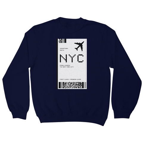 NYC plane ticket sweatshirt - Graphic Gear