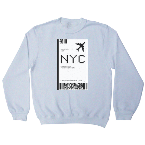 NYC plane ticket sweatshirt - Graphic Gear