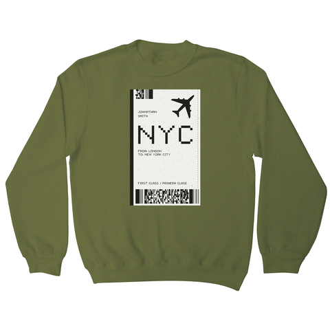 NYC plane ticket sweatshirt - Graphic Gear